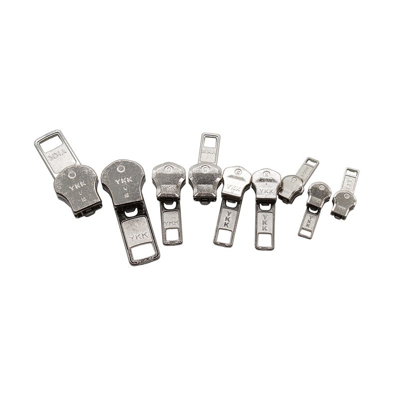 YKK ZipperStop Wholesale - Zipper Repair Kit Solution 9 Sets YKK Auto Lock Sliders Assorted 3 of #3, 2 of #5, 2 of #7 and 2 of #10 Included Top & Bottom Stops Made in USA (YKK Aluminum Auto Lock Sliders) - Image 2